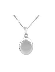 Baby Jewelry - Sterling Silver Oval Locket Pendant With 13" Chain