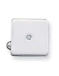 Sterling Silver Square CZ Center Cuff Links