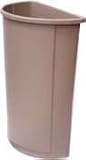 Half-Round Plastic Trash Receptacle, Untouchable, 21 Gallon, Beige RUB352000BGE