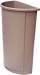 Half-Round Plastic Trash Receptacle, Untouchable, 21 Gallon, Beige RUB352000BGE