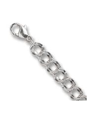 Rembrandt Charms, Double Link 7-8" Charm Bracelet with Lobster Claw Clasp in Sterling Silver or Gold