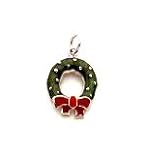 Enameled Sterling Silver Wreath Charm. Measures 1 Inch Long By 1/2 Inch Wide