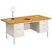 HON(R) Metro Classic Double-Pedestal Desk, 72in. x 36in., Medium Oak/Putty