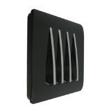 MODERN GLOSS BLACK & CHROME LIGHT SWITCH 4 GANG 1 WAY