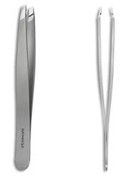 Japonesque Artisan Tweezer, Slant, Matte Silver
