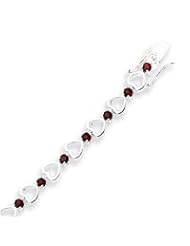 Sterling Silver Garnet Bracelet - 7.5 Inch