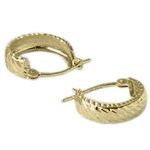14K Gold Diamond Cut Etched Hoop Earrings