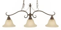 Murray Feiss F2035/3CB Vista Three-Light Billiard Chandelier in Corinthian Bronze and Cream Snow Glass Shades