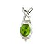 Cushion Cut Oval Peridot Pendant Bezel Set In Sterling Silver With Twist Bail