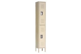 Double Tier Republic Locker 12x12x30 2 Door Ready To Assemble Tan