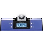 New Ihome Portable Stereo Alarm Clock Ipod Dock Durable Aluminum Blue Backlit Lcd Purple