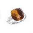 .925 Silver, Tiger's Eye & Diamond Ring (0.06ctw)- Sizes 6-8