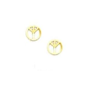 14k Gold Peace Sign Earrings Hippie Love