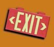 Ultra-Glow EXIT Signs, Letter Case Style, Double Face w/ Mounting Brackets - Red