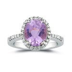 1/4+ Ct Diamond & Kunzite Ring in 14K White Gold