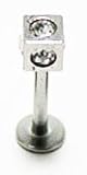 Body Jewelry - Mod Rhinestone Lip Bar with Clear Rhinestones (18g) - Lip Ring (1pc)