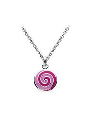 12-14 Inches Silver Stripe Enameled Lollipop Swirl Girls Necklace