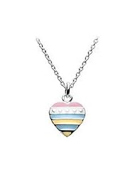 Girls Jewelry - Silver Enameled Ice Cream Heart Necklace (12 or 14 in)