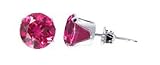  : Sterling Silver 3 MM Round Ruby Cubic Zirconia Stud Post Friction Back Earrings