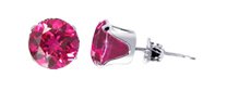Sterling Silver 2.5 MM Round Ruby Cubic Zirconia Stud Post Earrings