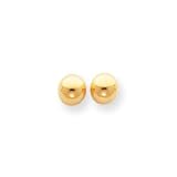 New 14K Yellow Gold 7mm Ball Stud Earrings