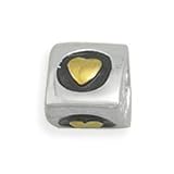 Heart Triangle Story Bead Slide-on Charm Sterling Silver 14K Gold Plate