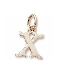 Rembrandt Charms, Letter X Charm in Solid Sterling Silver or Gold