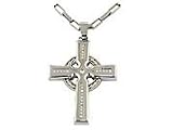 Triton Stainless Steel Celtic Cross Pendant with Diamond Accents