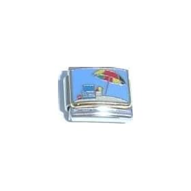 Clearly Charming Beach and Umbrella Italian Charm Bracelet Link