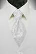 Tuxedo Vest - White Solid Satin with Coordinating Tapestry Tie