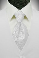 Tuxedo Vest - White Solid Satin with Coordinating Tapestry Tie