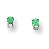 14k White Gold 3mm Emerald Stud Earrings