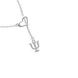 Greek Letter Psi - Silver Plated Heart Lariat Charm Necklace [Jewelry]