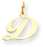 Script Letter Charm, Yellow Gold