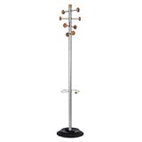 Alba PMSATWM Timby Coat Rack with Umbrella Stand, Four Knobs/Four Hooks, Steel, Metallic Gray