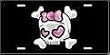 Girlie Skull License Plate - Girly Pirate Skull