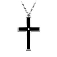 Mens Stainless Steel Cross Pendant with Diamond Accent by Fred Meyer Jewelers