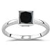 1.34-1.64 Cts Black Diamond Solitaire Ring in 14K White Gold