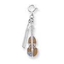 Sterling Silver Diamond Cut Violin Pendant QC4767"