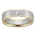 Mens Wedding Band - 0.09 Ct Diamond Solitaire Wedding Band