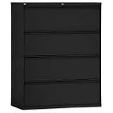 Four-Drawer Lateral File Cabinet, 42w x 19-1/4d x 54h, Black