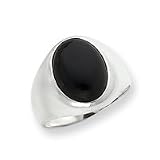 Sterling Silver Oval Black Stone Mens Ring