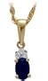 10 Karat Two-Tone Gold Diamond & Created Sapphire Gemstone Pendant
