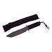 Black Steel Survival Knife, Stainless Steel Fixed Blade with Rope Wrapped Handle, Camping / Hiking / Hunting / Fishing