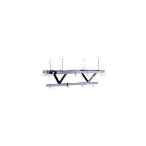 Ceiling Hung Pot Rack, Triple Bar, 132 in L, Chain, 18 DBL Hooks, Galv Steel