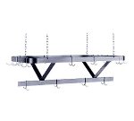 Pot Rack, Ceiling Hung, 18 Plated Double Hooks, 144 in L, 1/4 in X 2 in SS