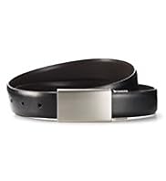 Coated Leather Rectangular Plaque Buckle Reversible Belt