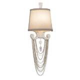 Corbett-Lighting 157-11 Flirt - One Light Wall Sconce, Modern Silver Leaf with Polished Stainless Accent Finish with Hardback Linen Shade with Amethyst Rock/Clear Crystal