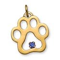 14k Puppy Paws Charm with a September, Sapphire Gemstone