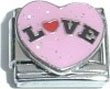 Clearly Charming Pink Heart with Love Italian Charm Bracelet Link